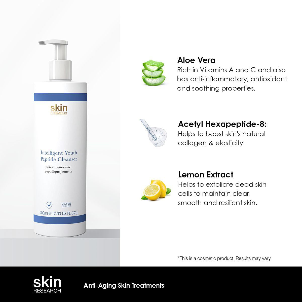 Skin Research Youth Peptide Cleanser 200ml Twin Value Savings Pack
