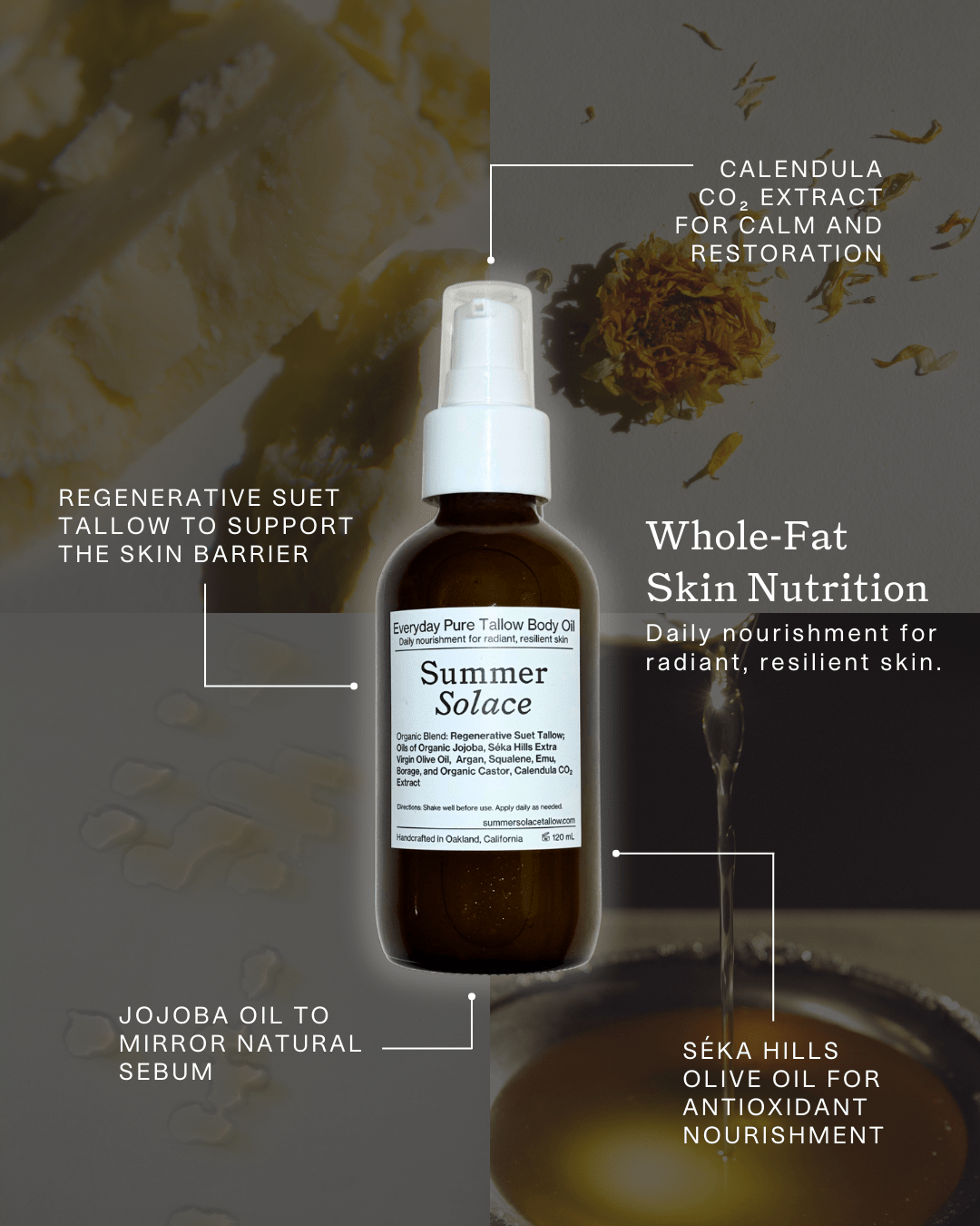 Everyday Pure Tallow Body Oil | Regenerative Tallow® Unscented Oil for Face, Body & Hair