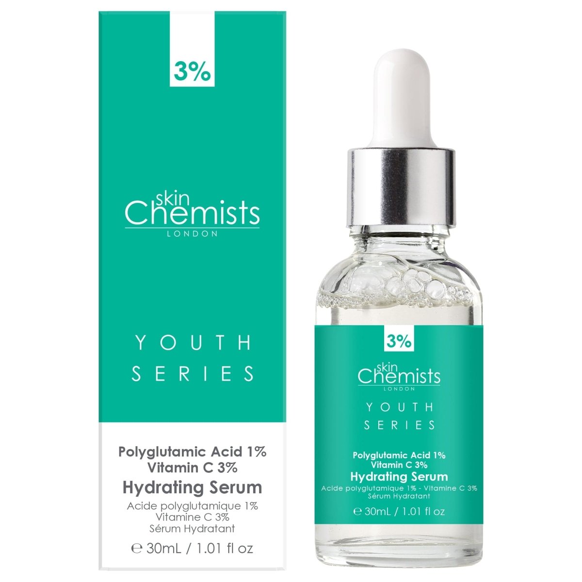 Hydrating Serum Polyglutamic Acid 1%, Vitamin C 3% 30ml - skinChemists