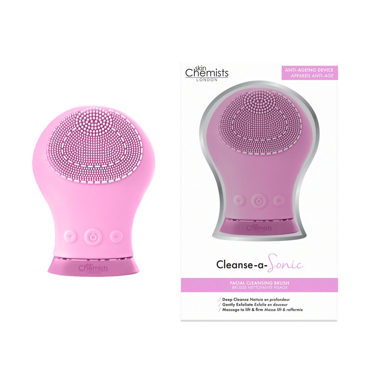 Sonic Silicone Facial Cleansing Massager Pink - skinChemists