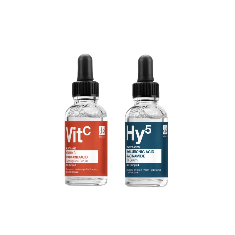 Vitamin C & Hyaluronic Acid Anti - ageing Facial Serum 30ml + Hyaluronic acid & Niacinamide Anti - ageing Eye Serum 15ml - Dr Botanicals